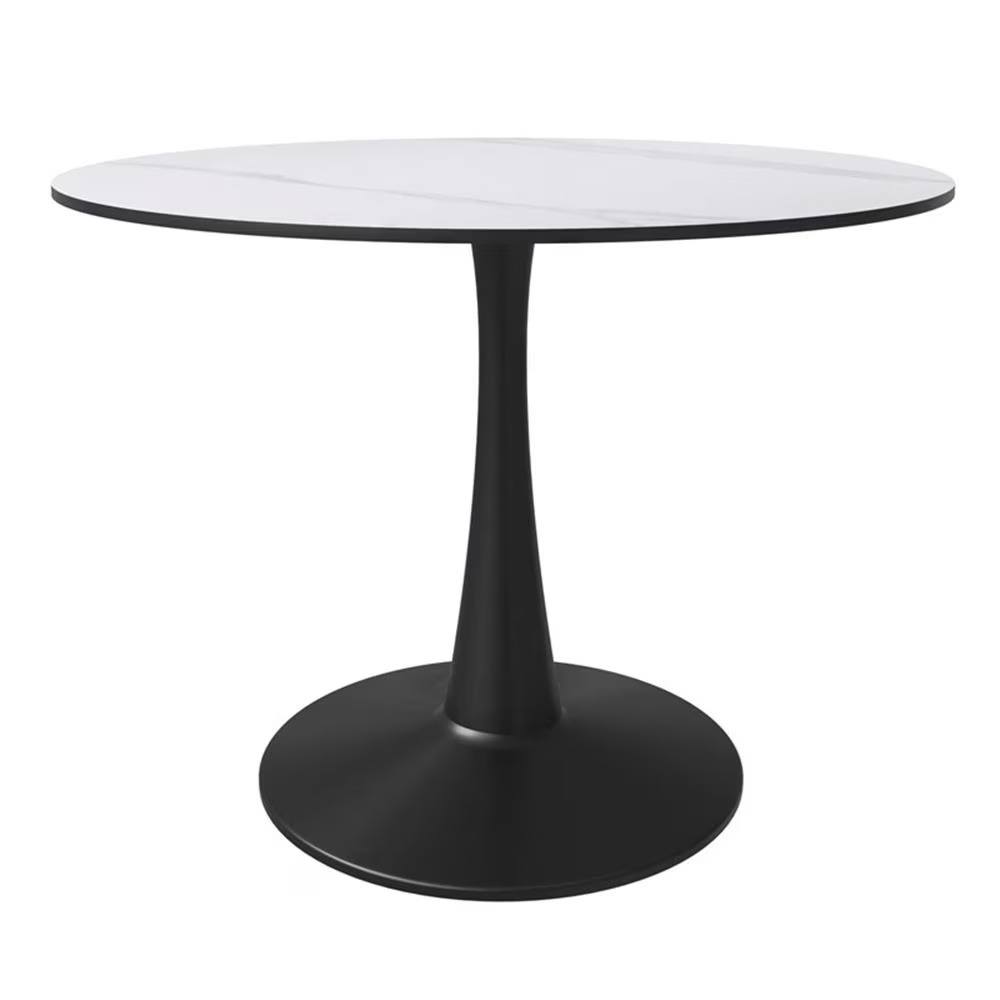 Mesa "Perla", Tablero marmoleado hueso, base negra — foto 2 de 9