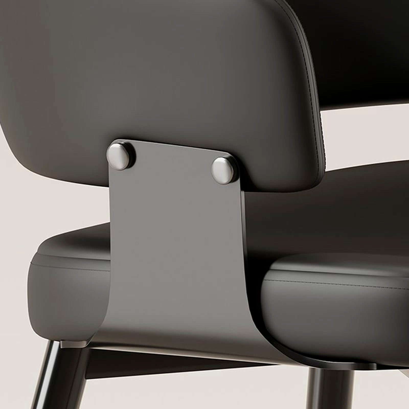 Silla Abanico, Con brazos, tapizado símil cuero negro — foto 5 de 8