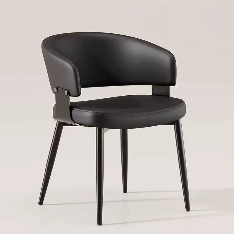 Silla Abanico, Con brazos, tapizado símil cuero negro