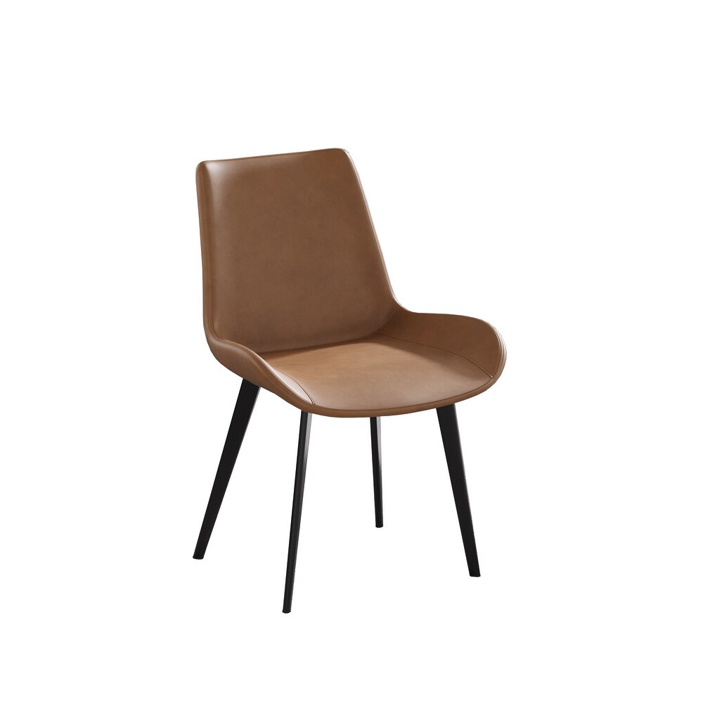 Silla Barril, Asiento curvo tapizado camel, patas de metal — foto 3 de 10