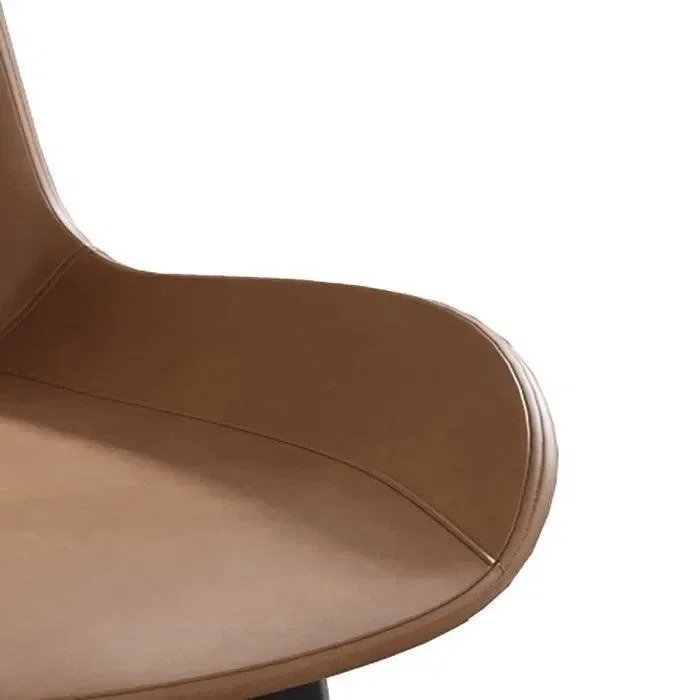 Silla Barril, Asiento curvo tapizado camel, patas de metal — foto 5 de 10