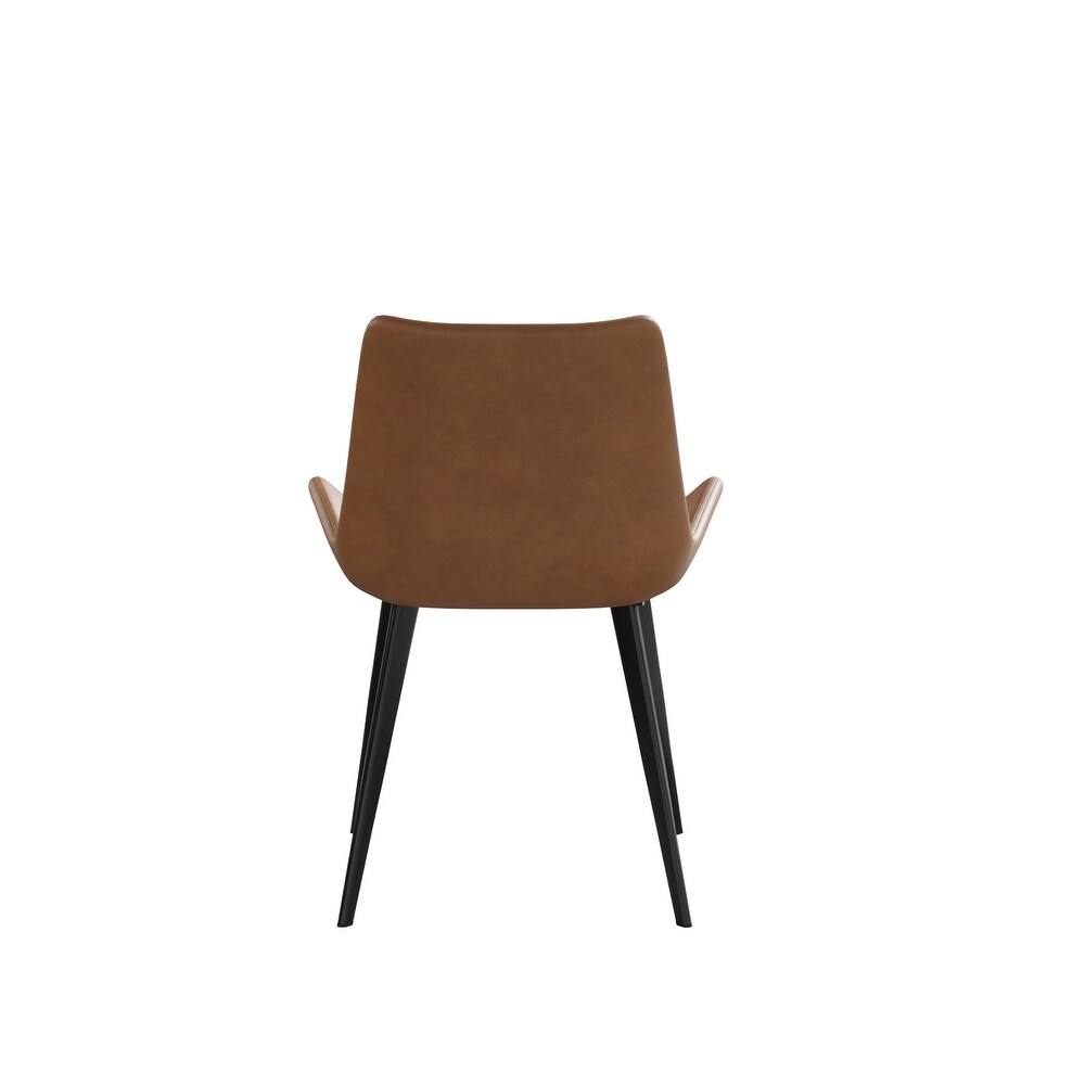 Silla Barril, Asiento curvo tapizado camel, patas de metal — foto 4 de 10