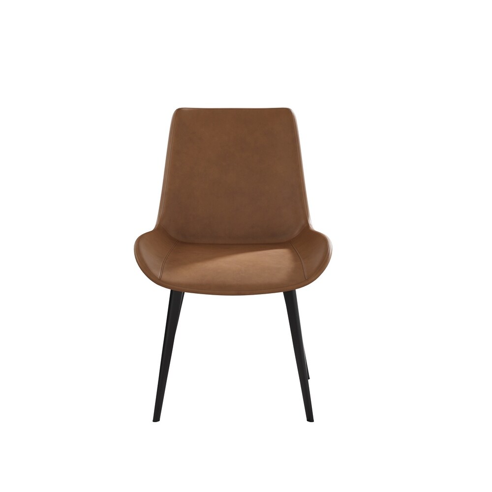 Silla Barril, Asiento curvo tapizado camel, patas de metal