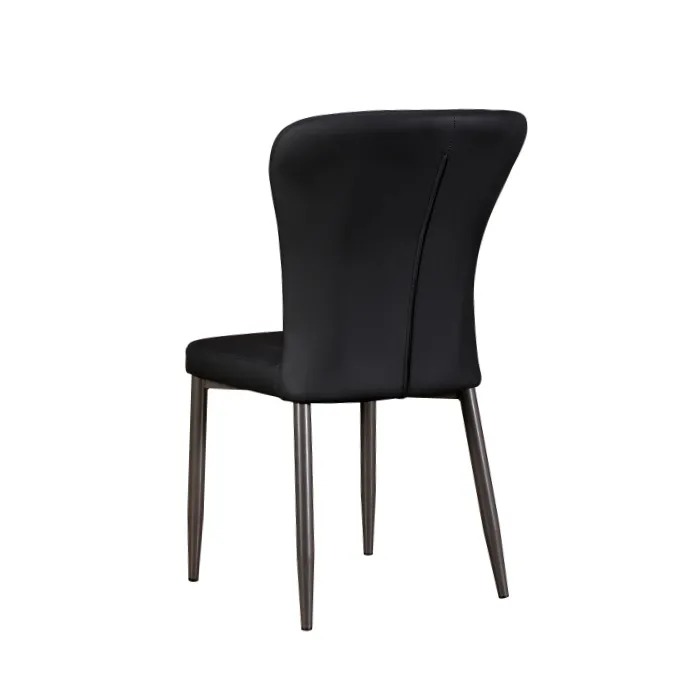Silla Concha, Asiento en cuero negro, patas de metal — foto 2 de 2