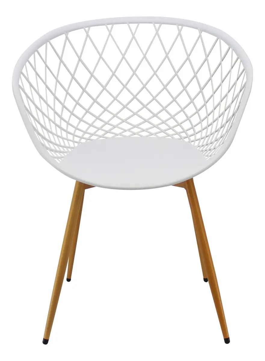 Silla Trama, Tejido calado blanco, base fija en tijera